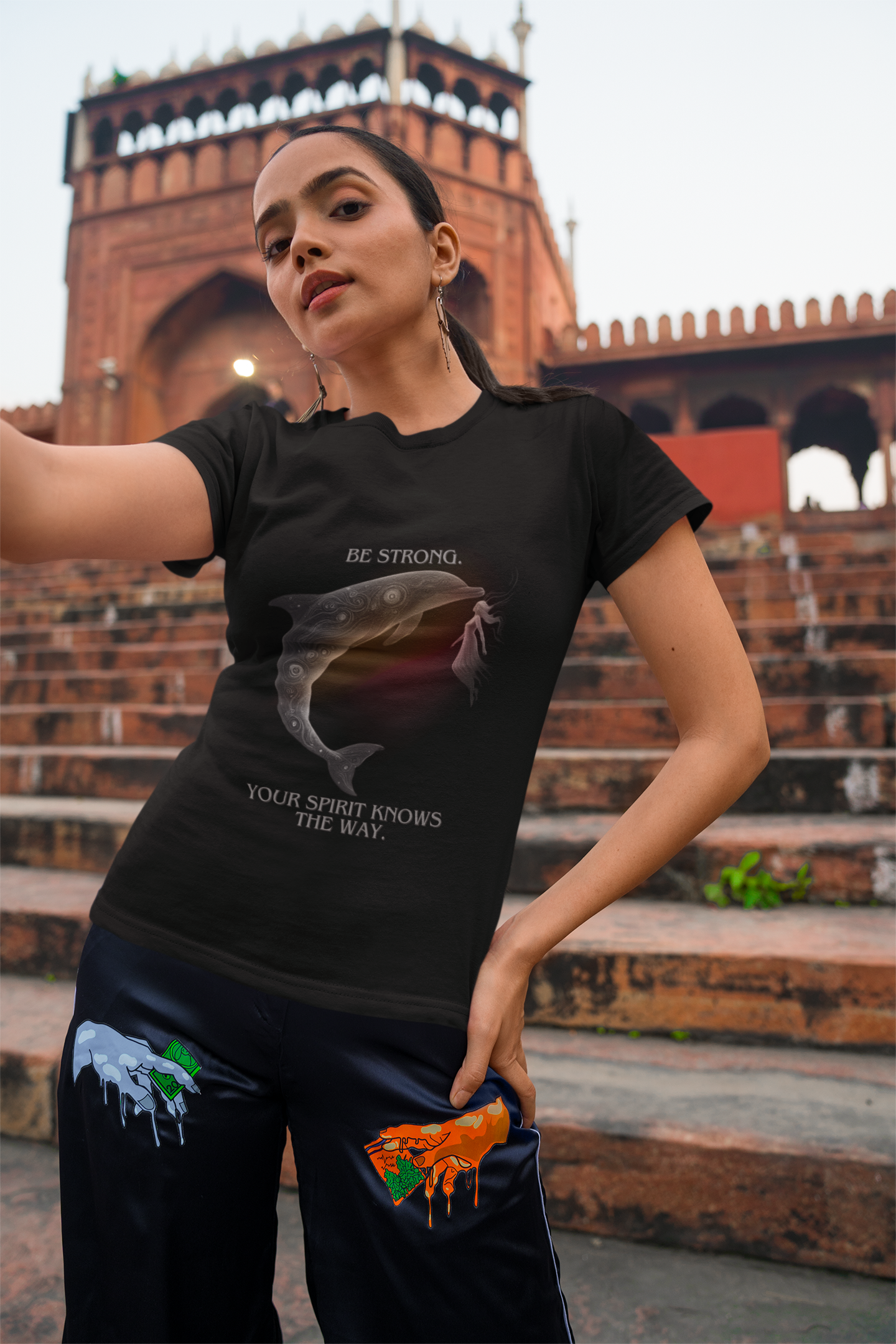 Be Strong, Your Spirit Knows the Way – Aboriginal Inspired Dolphin Art Unisex T-Shirt