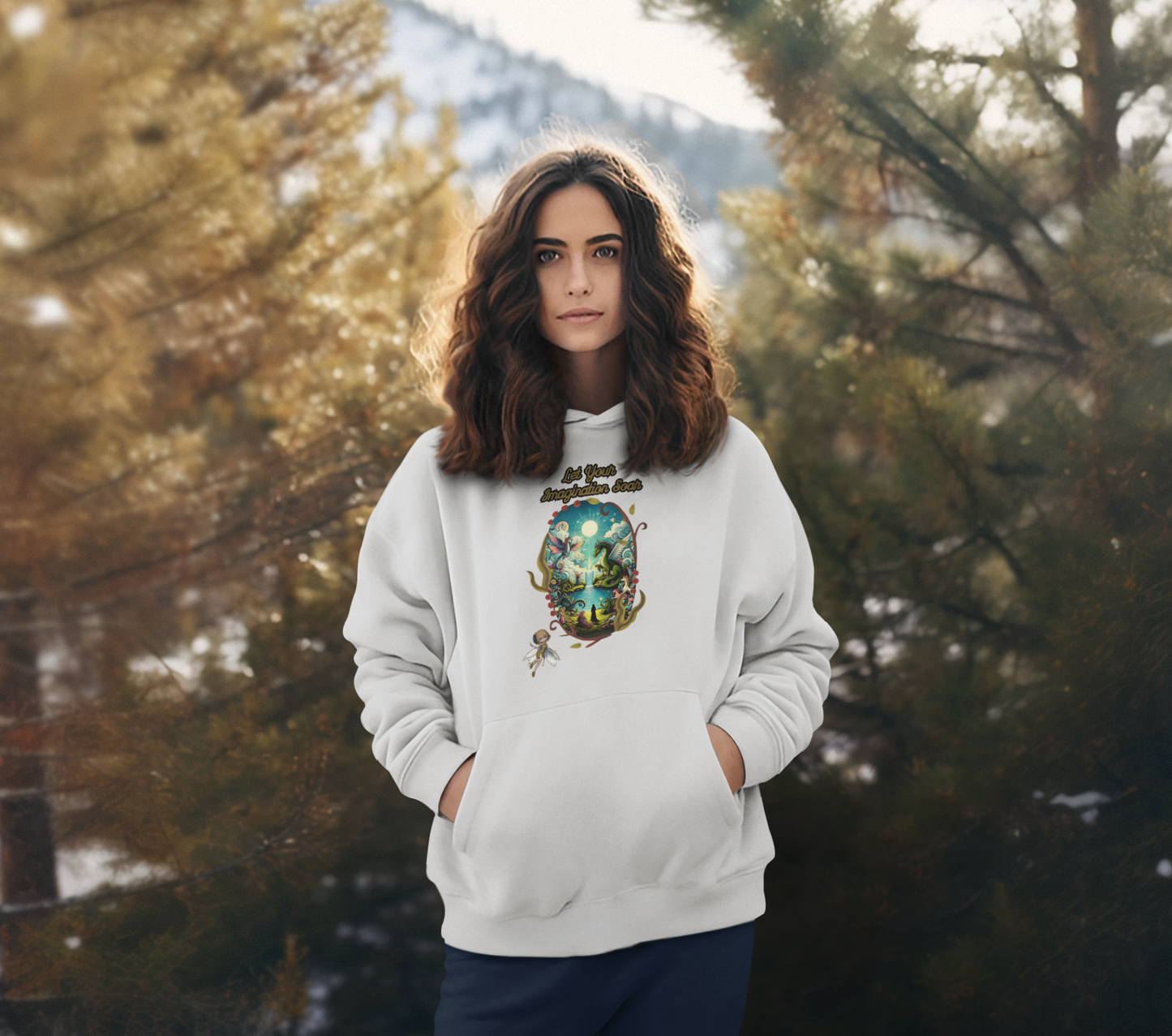 Let Your Imagination Soar – Fantasy Nature Graphic Unisex Hoodie