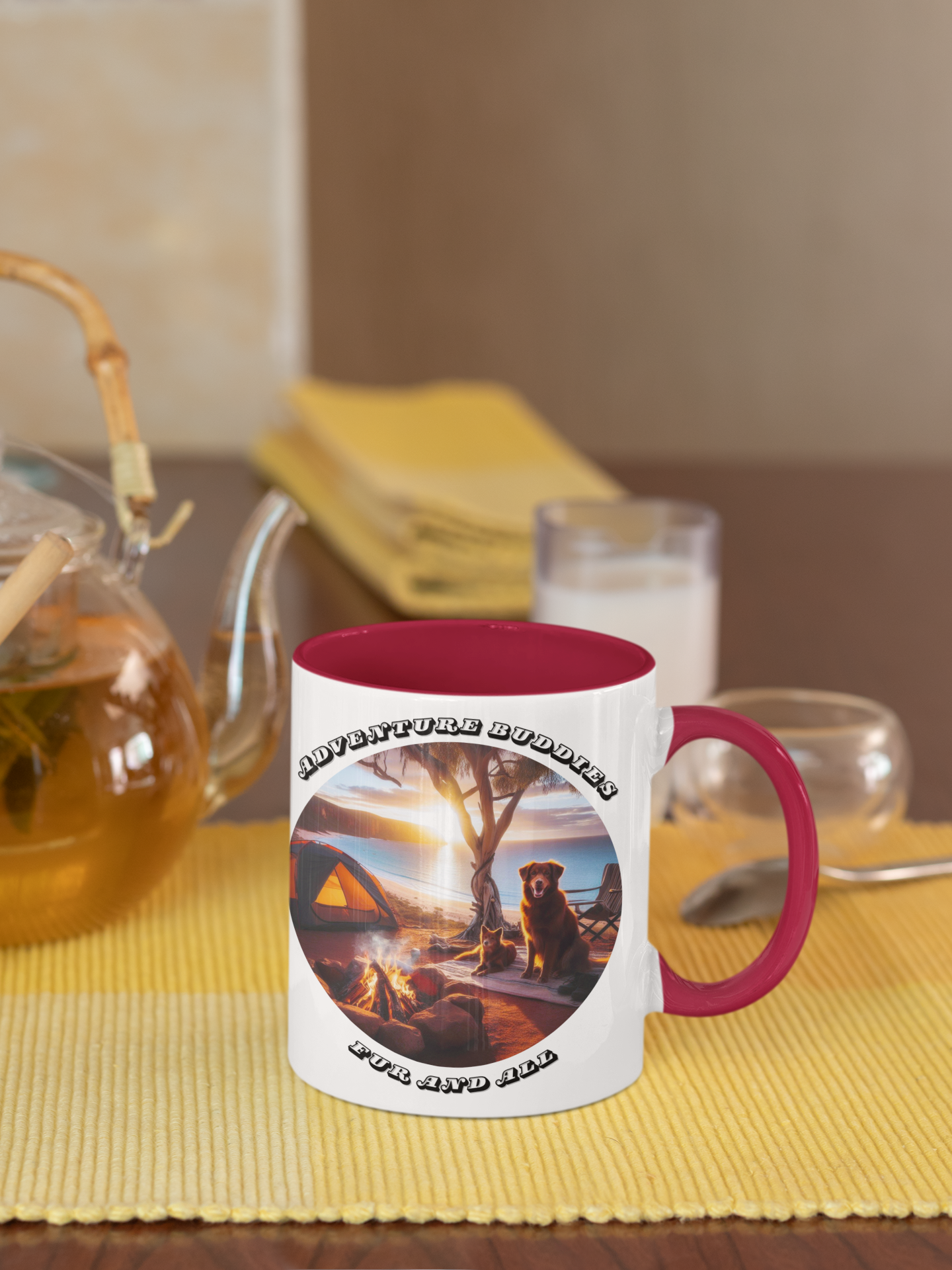 Adventure Buddies, Fur and All – Dog Lover Camping Ceramic Mug