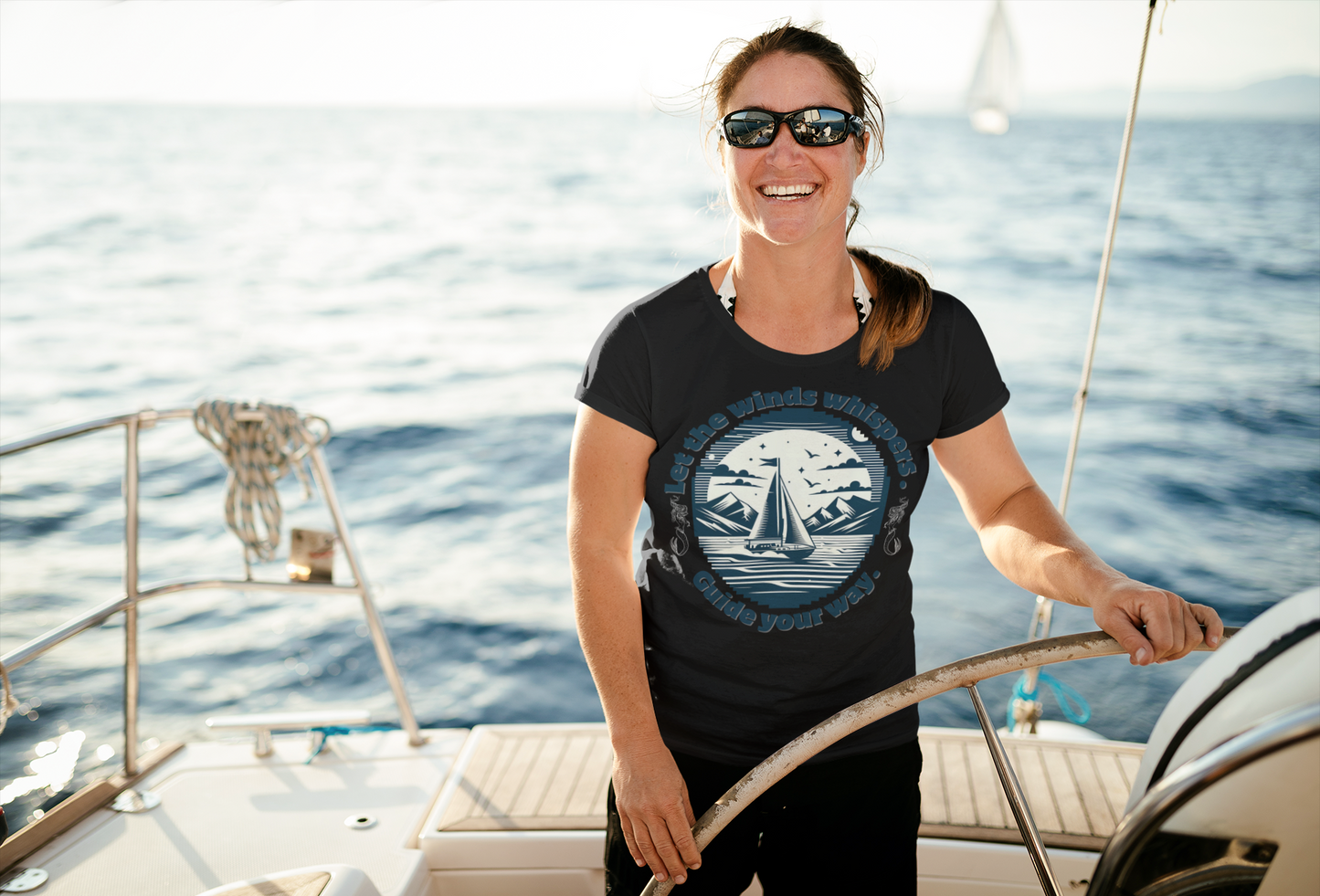 Let the Wind’s Whispers Guide Your Way – Coastal Sailing Graphic Unisex T-Shirt
