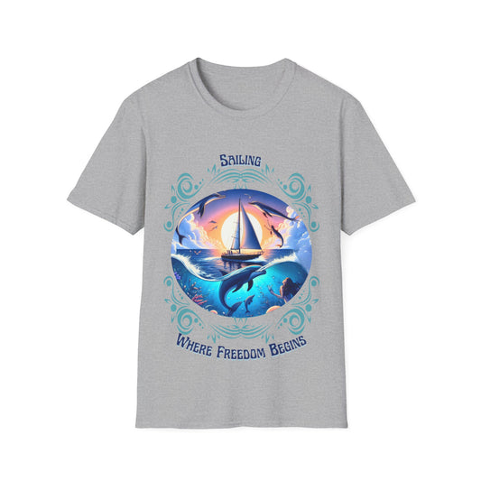 Sailing Where Freedom Begins – Nautical Sailing Unisex T-Shirt