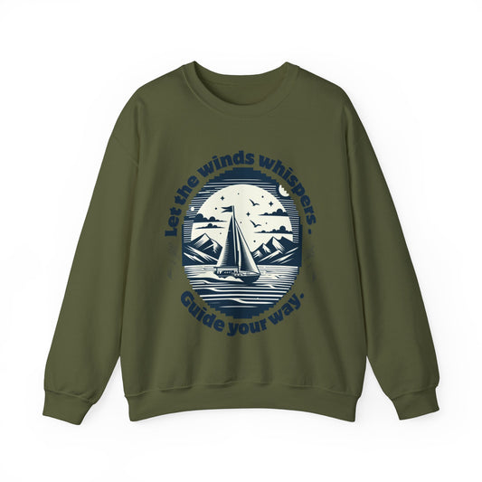 Let the Wind’s Whispers Guide Your Way – Coastal Sailing Graphic Unisex Sweatshirt